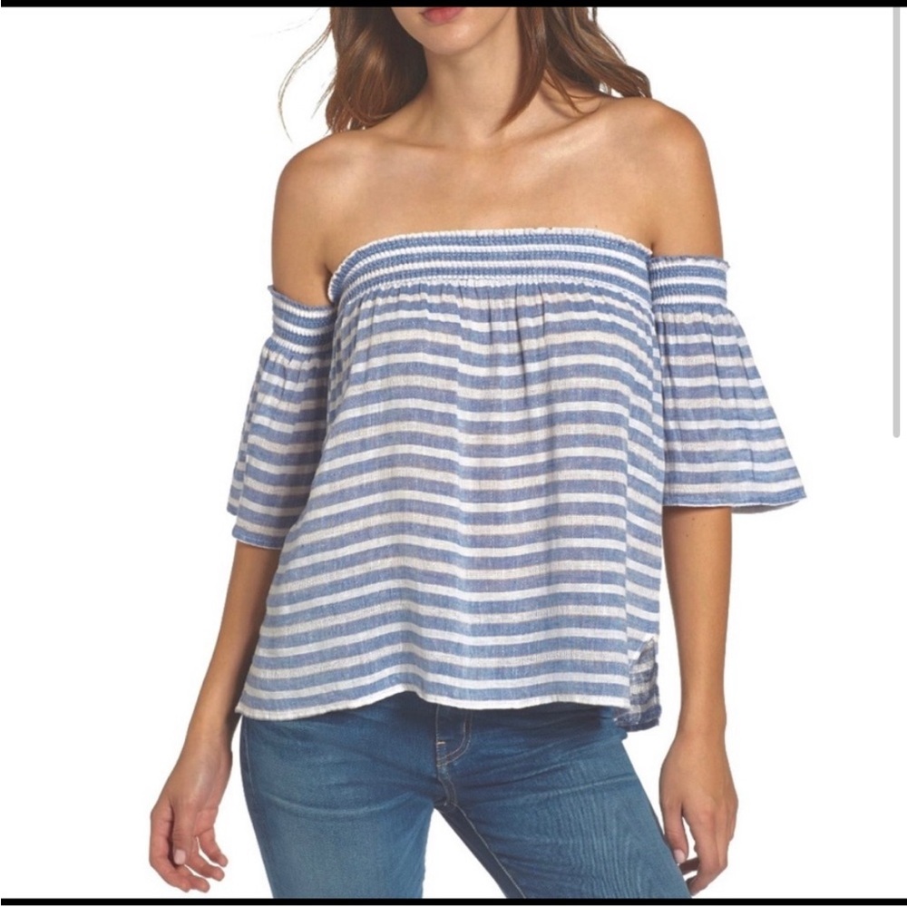Rails Striped Off the Shoulder Top S
